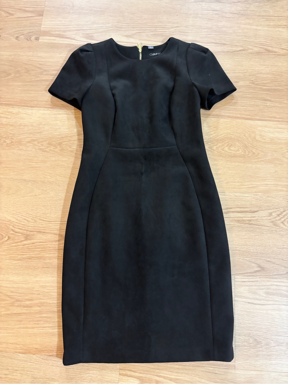 Calvin Klein Black Short-Sleeve Midi Sheath Dress